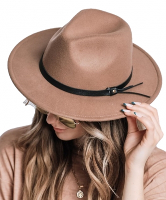 Plain Felt Fedora Hat HA320041 KHAKI